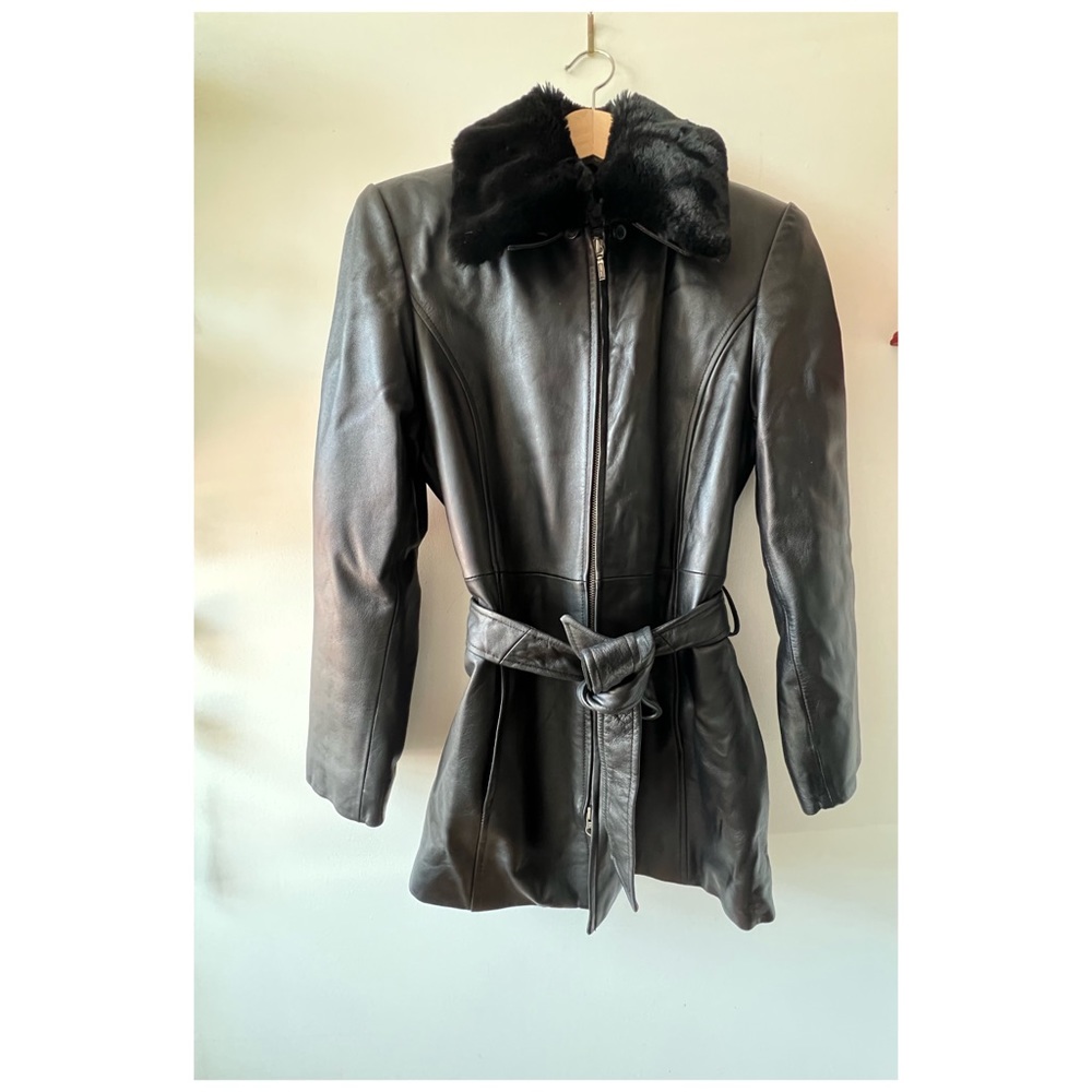 Danier Vintage Leather Removable Hood Jacket Size 4-6